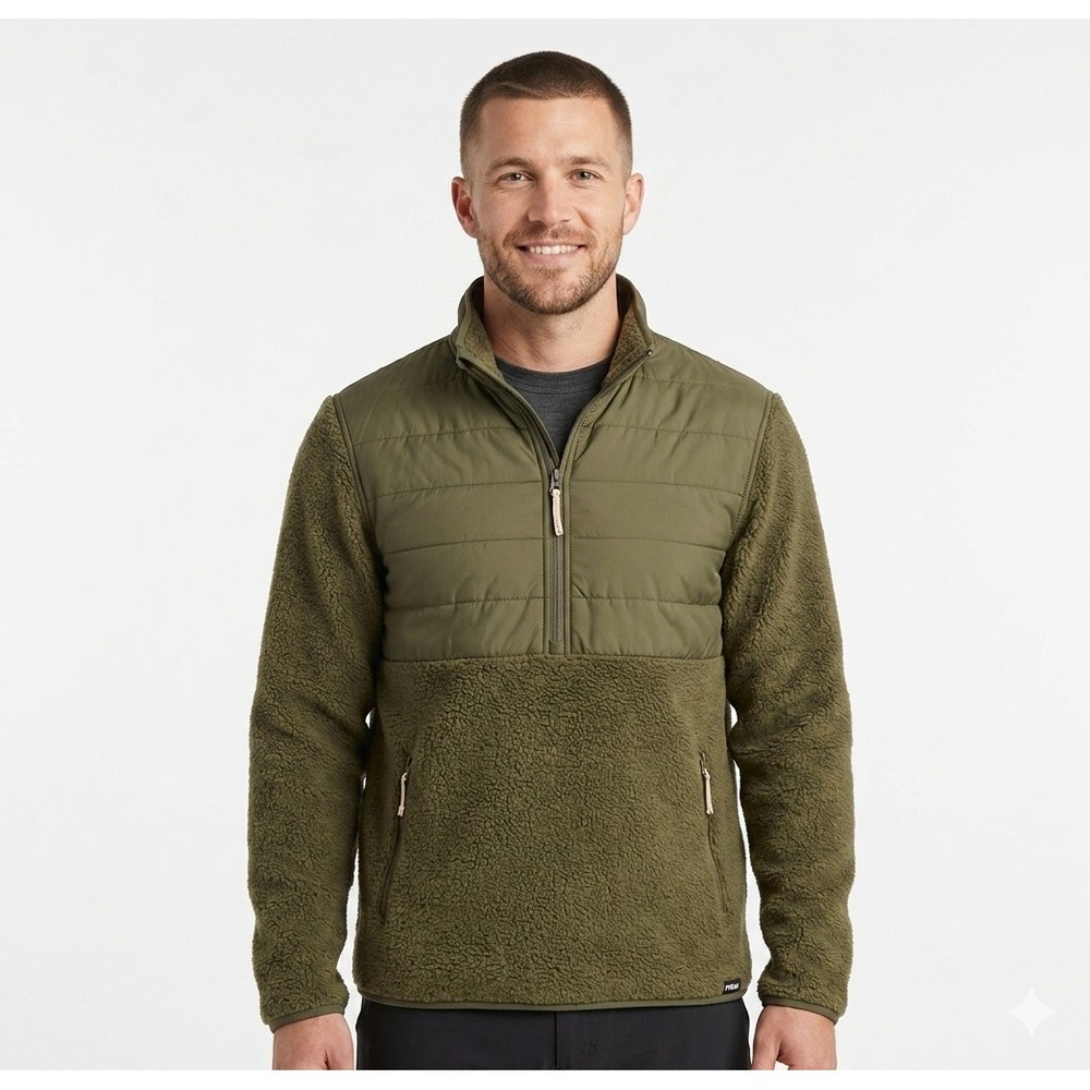 Prana Mens Jacket IncredWool L Slate Green Heather Half Zip Layering Performance